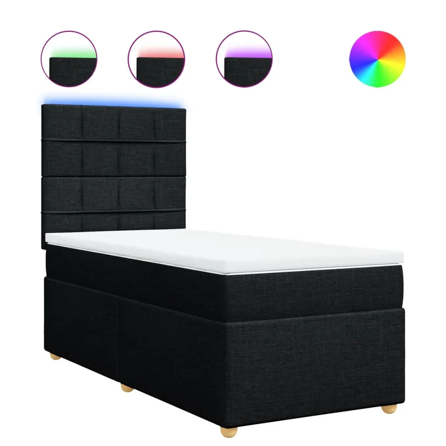 Sommier à lattes de lit avec matelas Noir 90x200 cm Tissu - 2