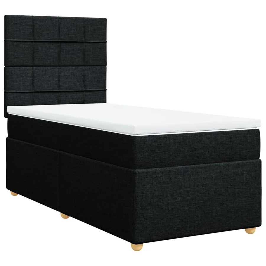 Sommier à lattes de lit avec matelas Noir 90x200 cm Tissu - 3