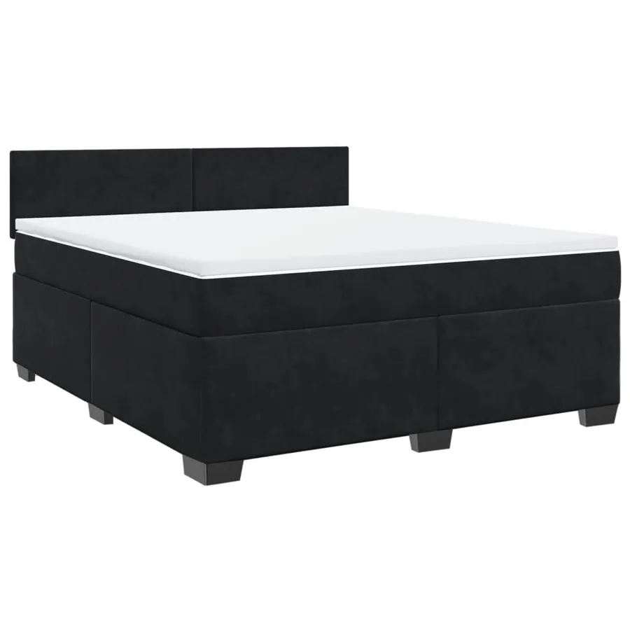 Sommier à lattes de lit avec matelas Noir 180x200 cm Velours - 2