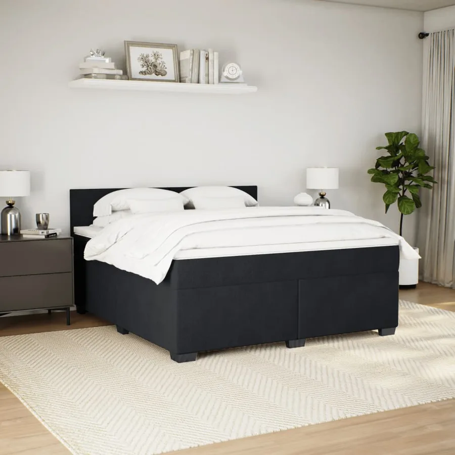 Sommier à lattes de lit avec matelas Noir 180x200 cm Velours - 3
