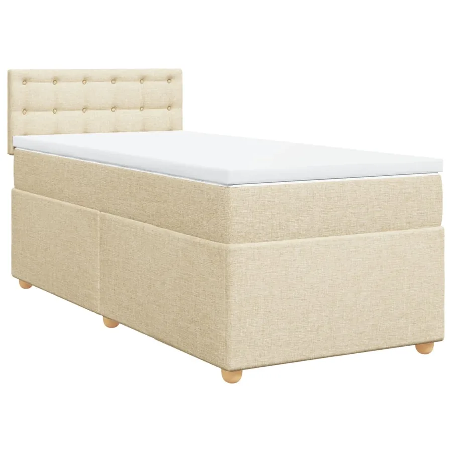 Sommier à lattes de lit et matelas Crème 90x190 cm Tissu - 3