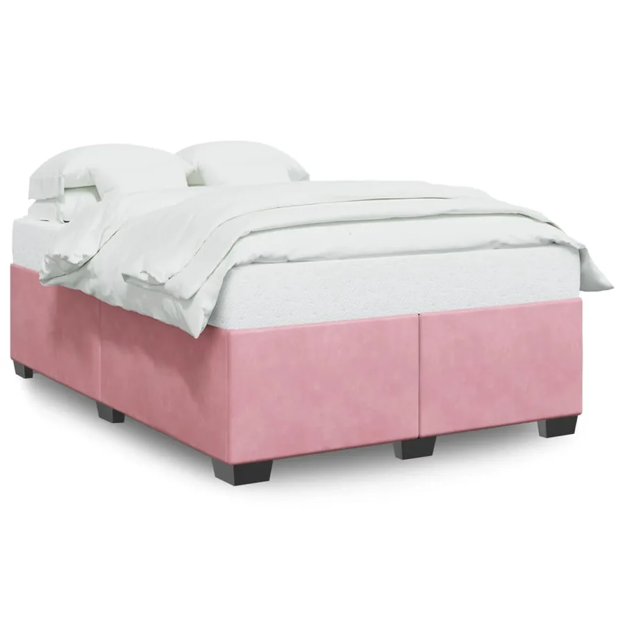 Cadre de lit sans matelas rose 160x200 cm velours - 2