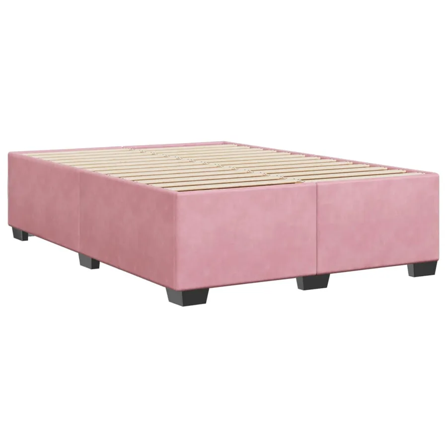 Cadre de lit sans matelas rose 160x200 cm velours - 6