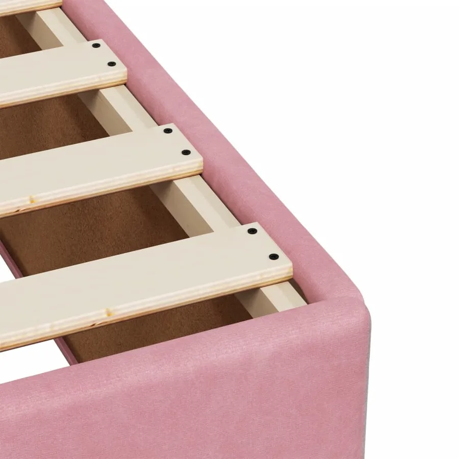 Cadre de lit sans matelas rose 160x200 cm velours - 7