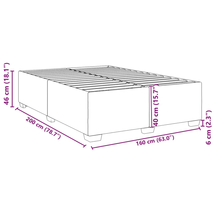 Cadre de lit sans matelas rose 160x200 cm velours - 9