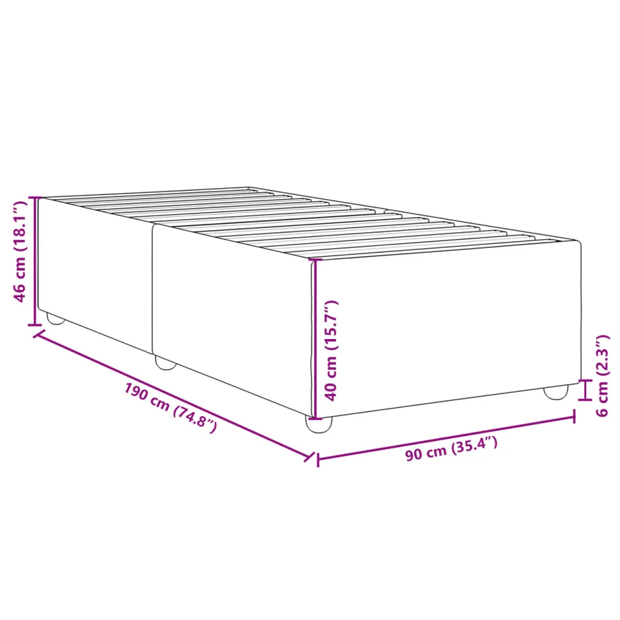 Cadre de lit sans matelas gris foncé 90x190 cm tissu - 9