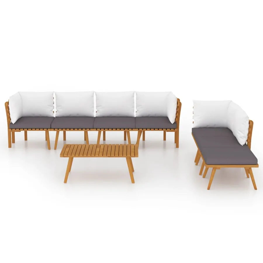8 pcs garden lounge set with cushions Solid acacia wood - 3