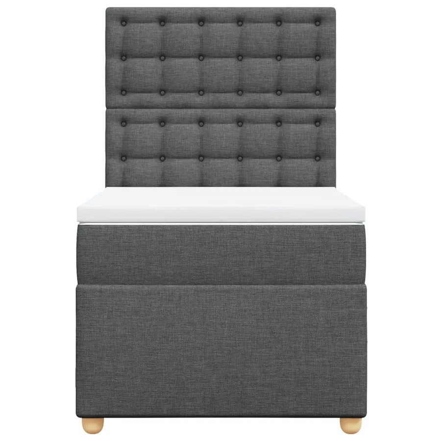 Sommier à lattes de lit et matelas Gris foncé 90x190 cm Tissu - 4
