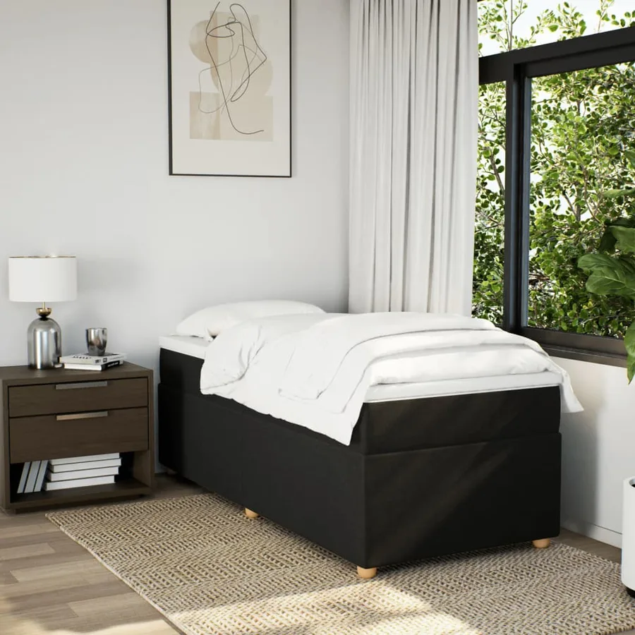 Sommier à lattes de lit avec matelas Noir 90x190 cm Tissu - 3
