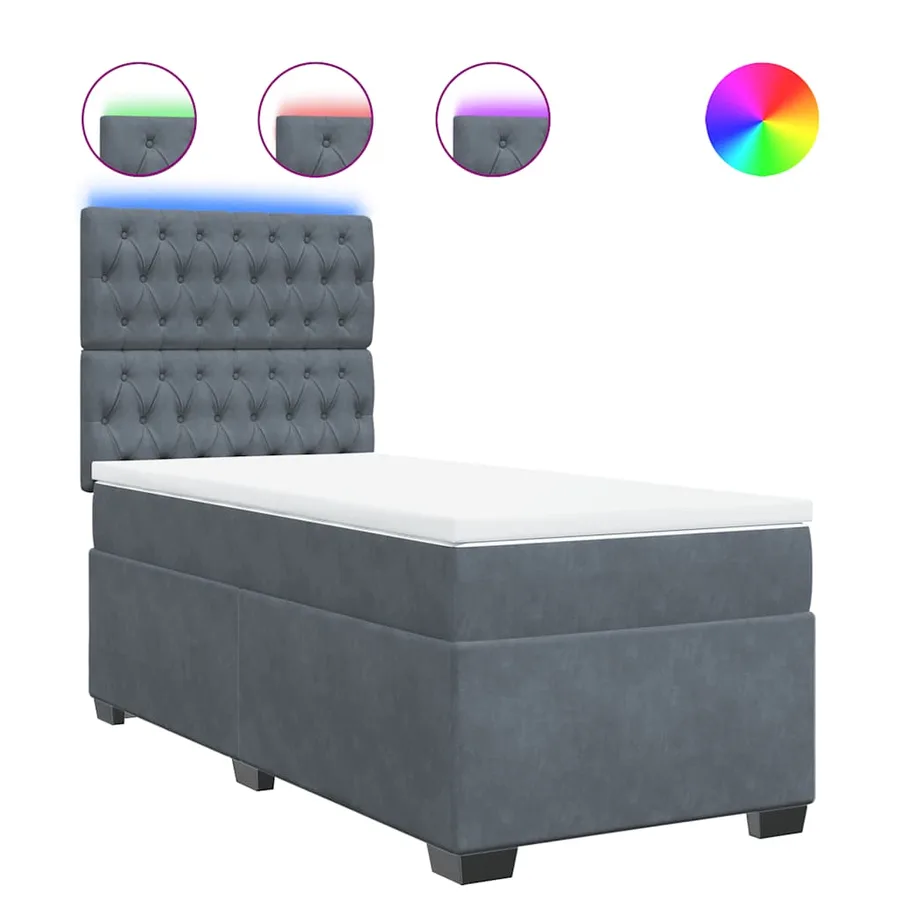 Sommier à lattes de lit et matelas Gris foncé 90x200 cm Velours - 2