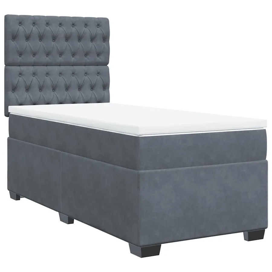 Sommier à lattes de lit et matelas Gris foncé 90x200 cm Velours - 6