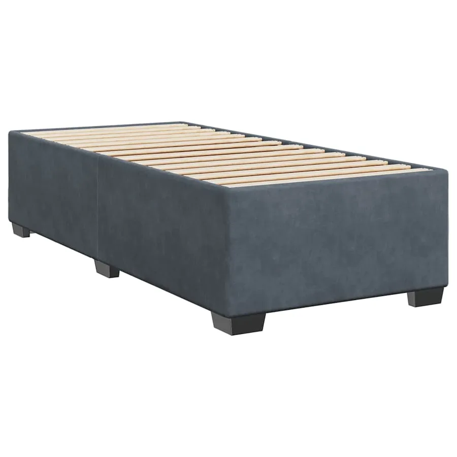Sommier à lattes de lit et matelas Gris foncé 90x200 cm Velours - 9