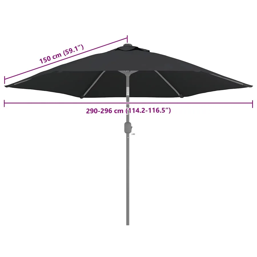 Tissu de remplacement pour parasol d'extérieur Noir 300 cm - 7