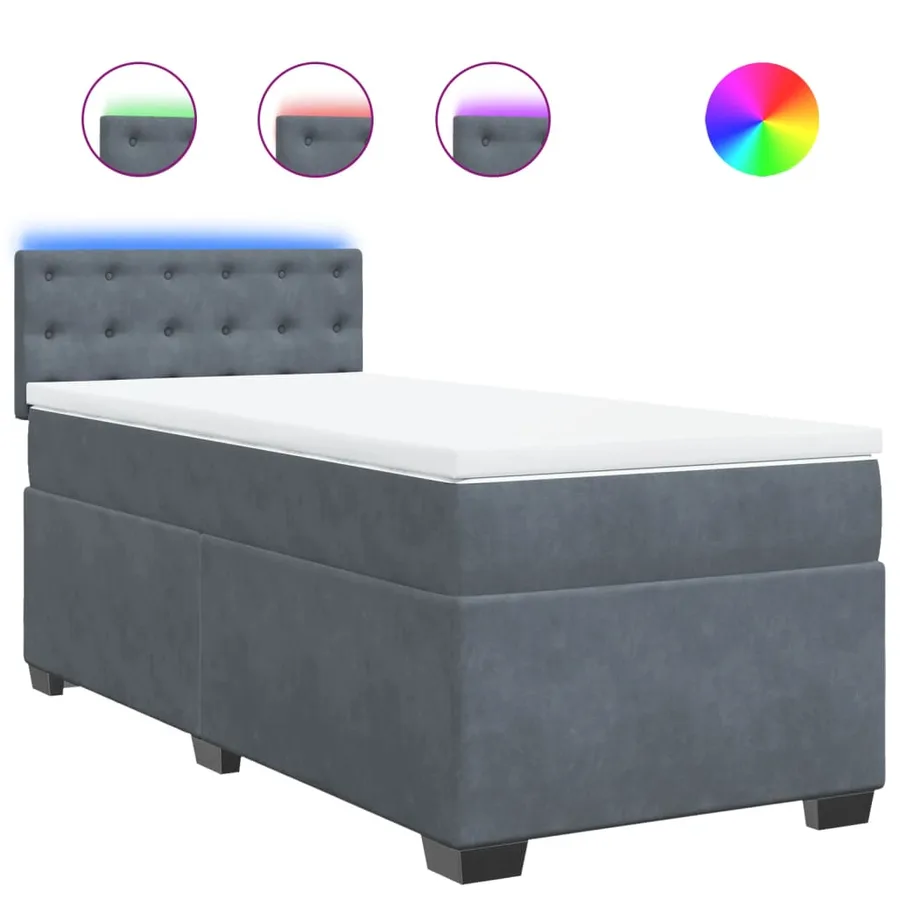 Sommier à lattes de lit et matelas Gris foncé 90x200 cm Velours - 2