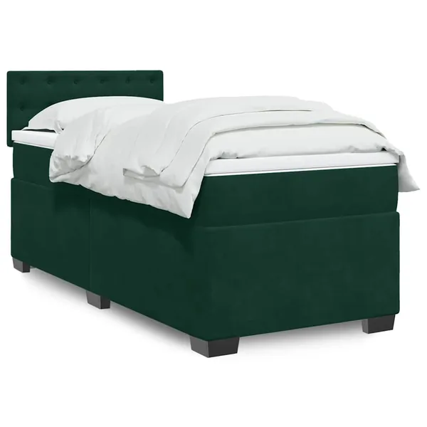 Sommier à lattes de lit avec matelas Vert foncé 90x200 cm