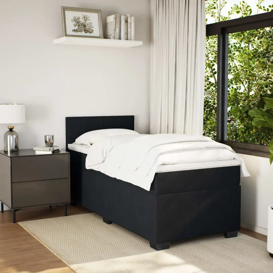 Sommier à lattes de lit avec matelas Noir 90x200 cm Velours - 5