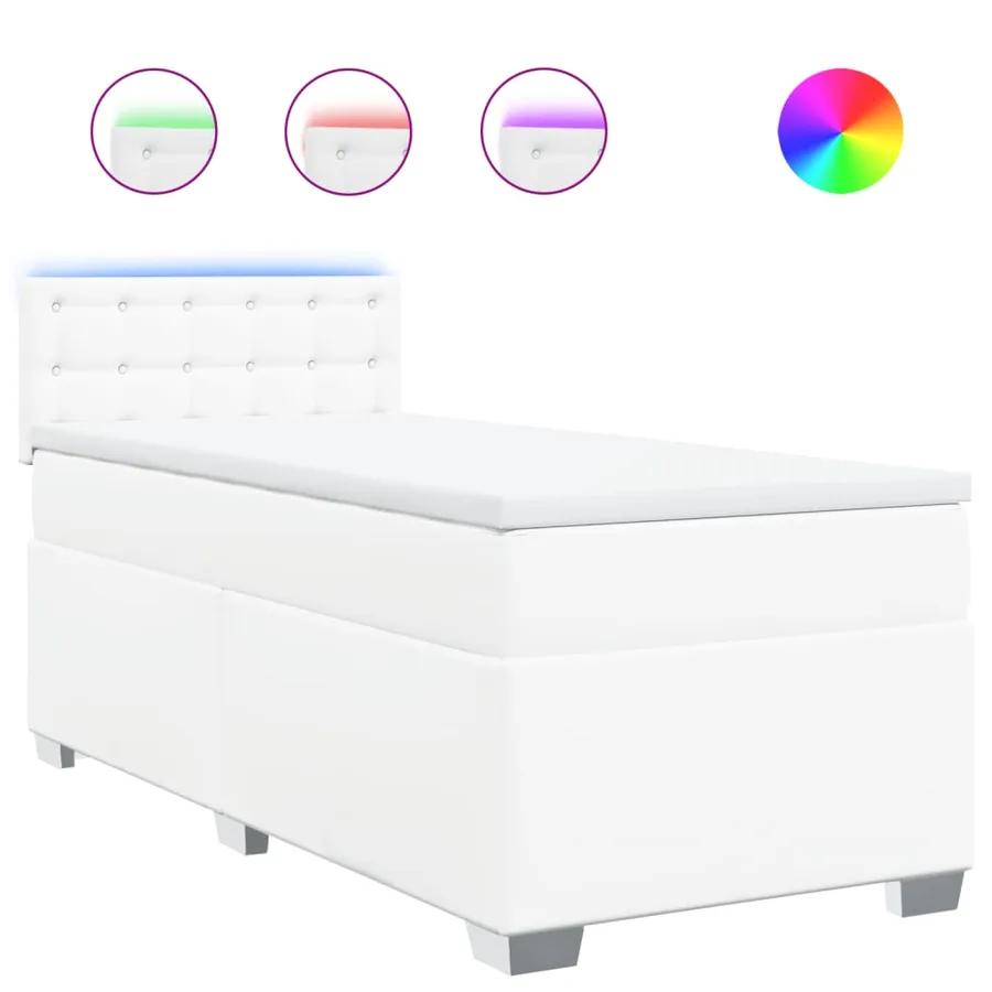 Sommier à lattes de lit avec matelas Blanc 100x200cm Similicuir - 2