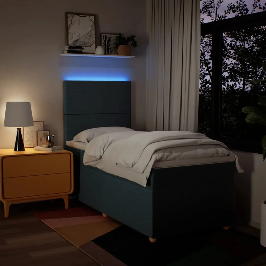 Sommier à lattes de lit avec matelas Bleu 80x200 cm Tissu - 4