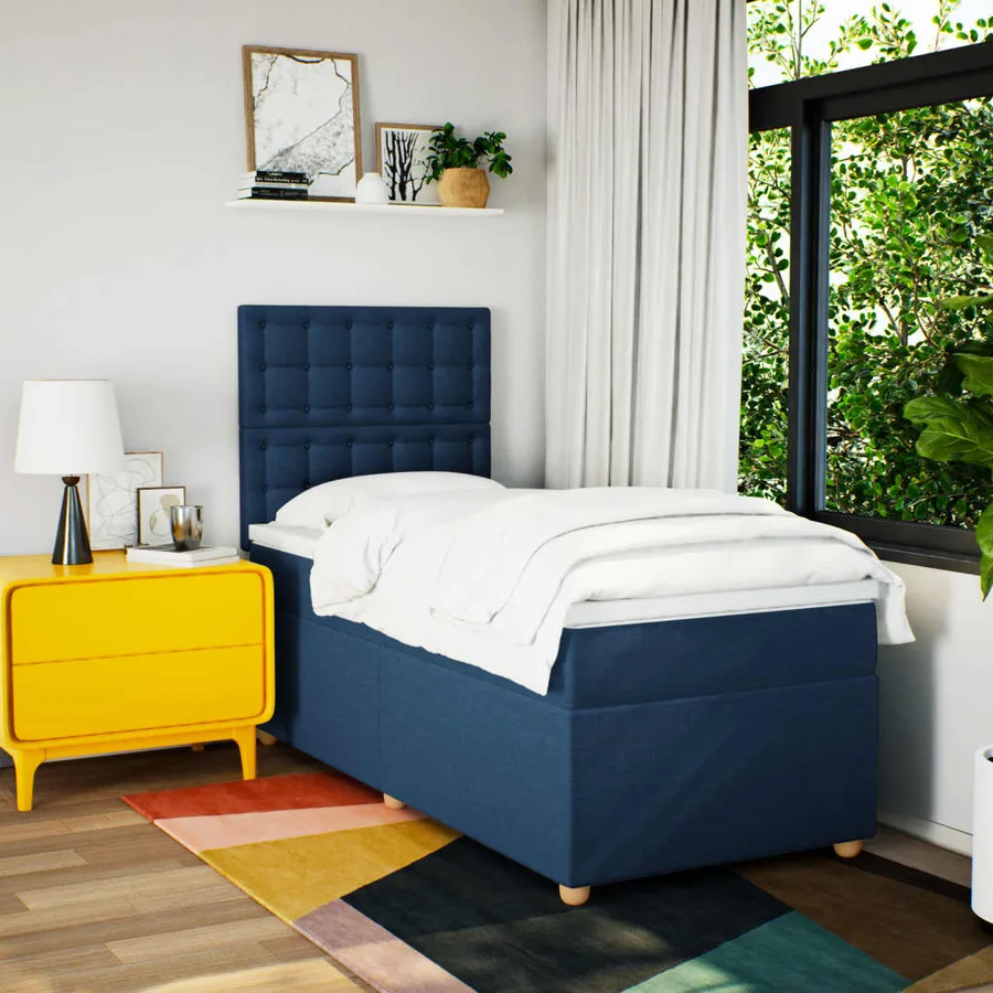 Sommier à lattes de lit avec matelas Bleu 80x200 cm Tissu - 5