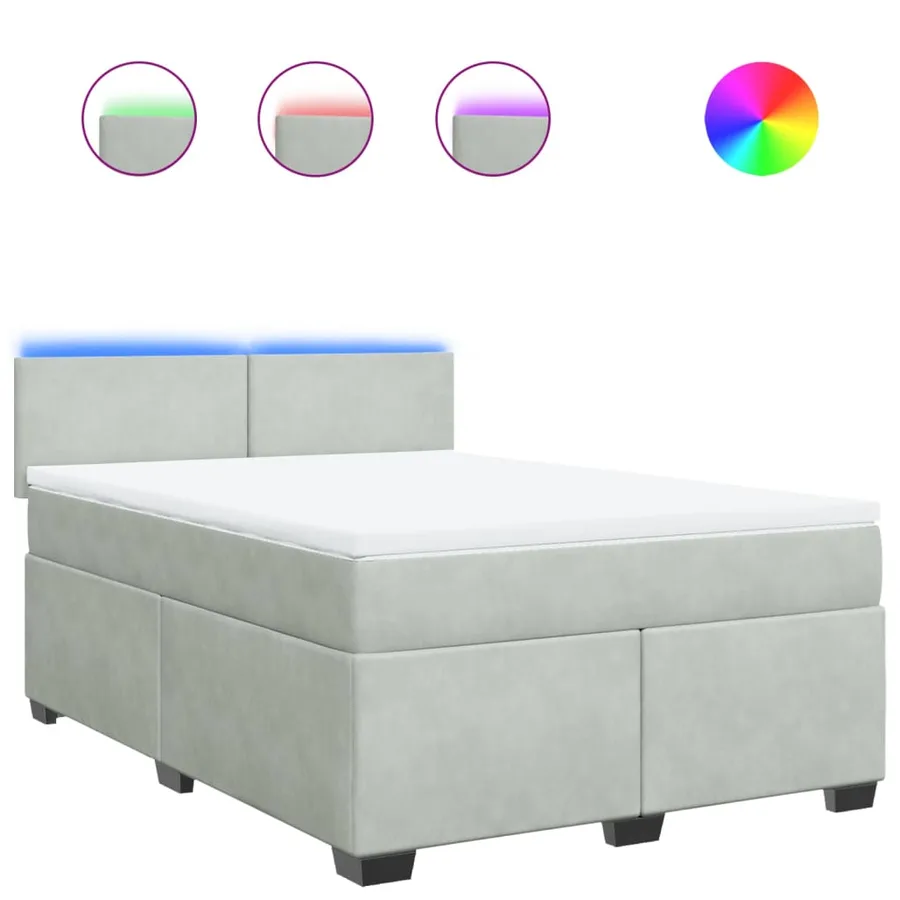 Sommier à lattes de lit et matelas Gris clair 160x200cm Velours - 2