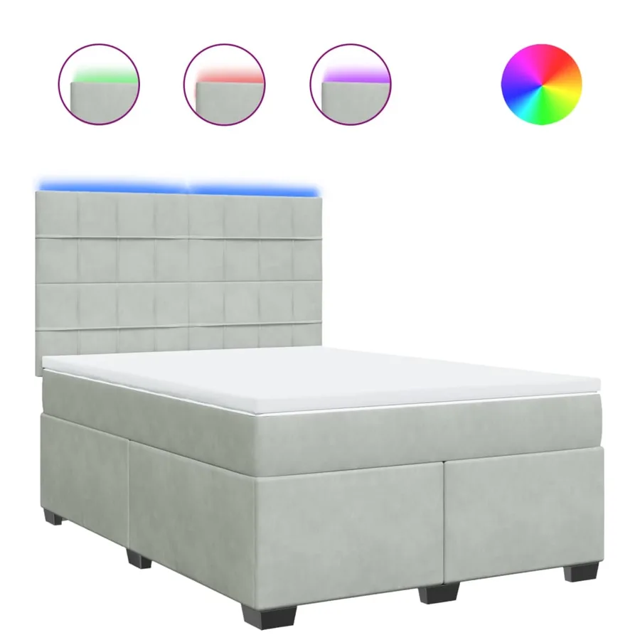 Sommier à lattes de lit et matelas Gris clair 140x200cm Velours - 2