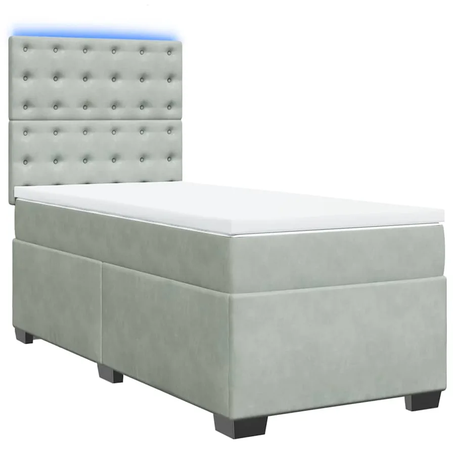 Sommier à lattes de lit et matelas Gris clair 90x200 cm Velours - 3