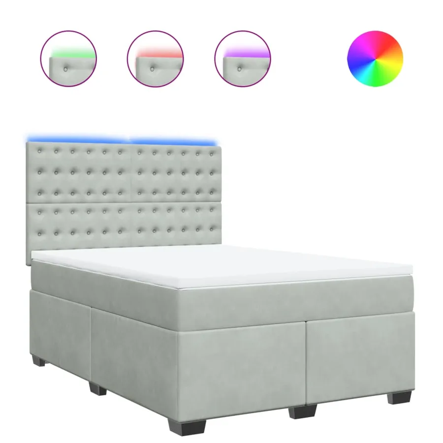 Sommier à lattes de lit et matelas Gris clair 160x200cm Velours - 2