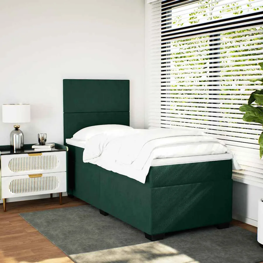 Sommier à lattes de lit avec matelas Vert foncé 90x200 cm - 3