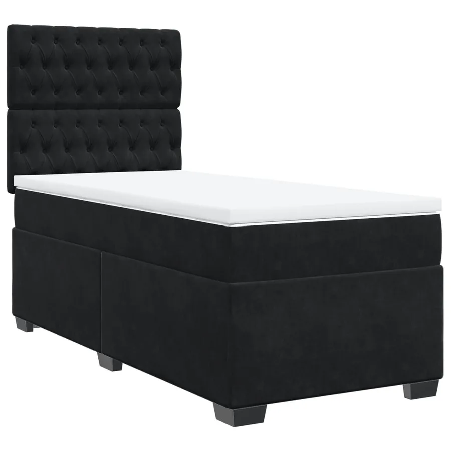 Sommier à lattes de lit avec matelas Noir 90x200 cm Velours - 2