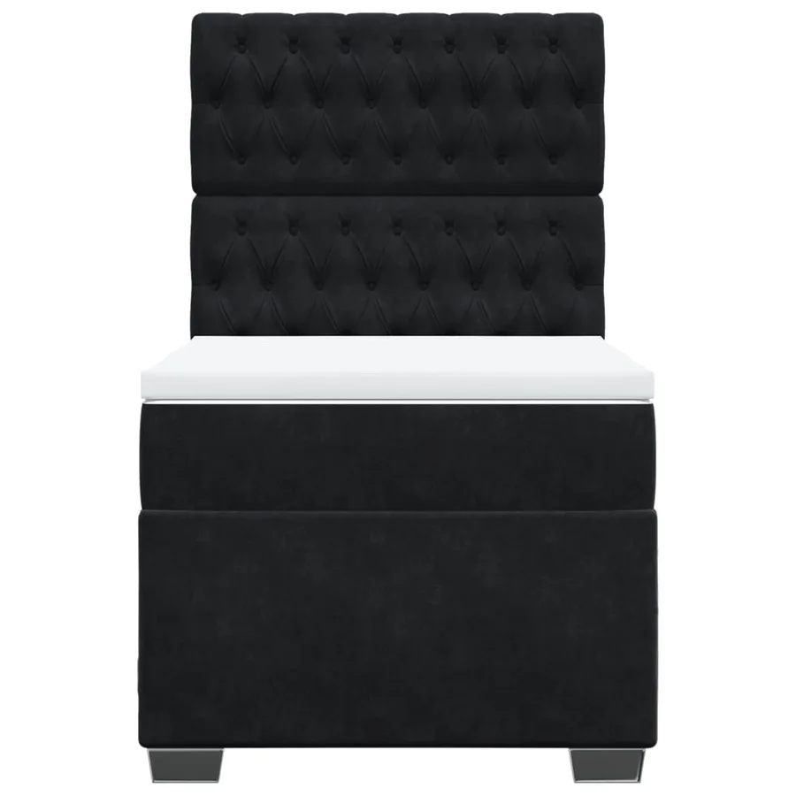 Sommier à lattes de lit avec matelas Noir 90x200 cm Velours - 4