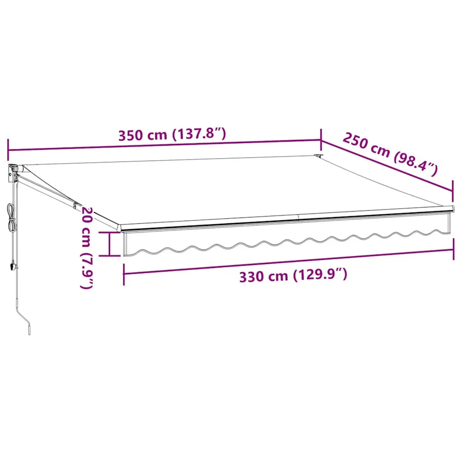 Auvent rétractable automatique bordeaux 350x250 cm - 8