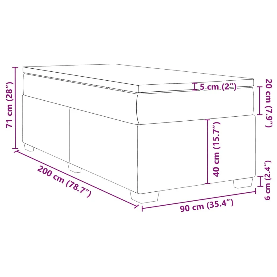 Sommier à lattes de lit et matelas Gris foncé 90x200 cm Velours - 12