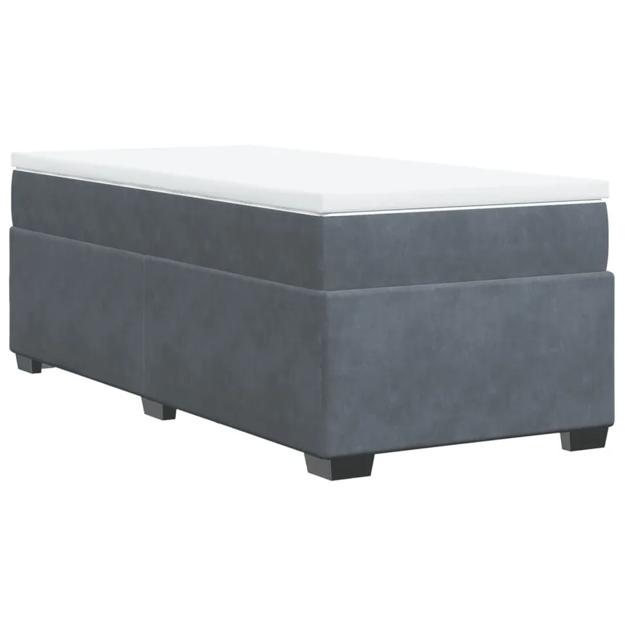 Sommier à lattes de lit et matelas Gris foncé 90x200 cm Velours - 2