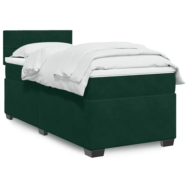 Sommier à lattes de lit avec matelas Vert foncé 90x200 cm