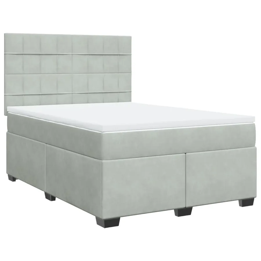 Sommier à lattes de lit et matelas Gris clair 160x200cm Velours - 2
