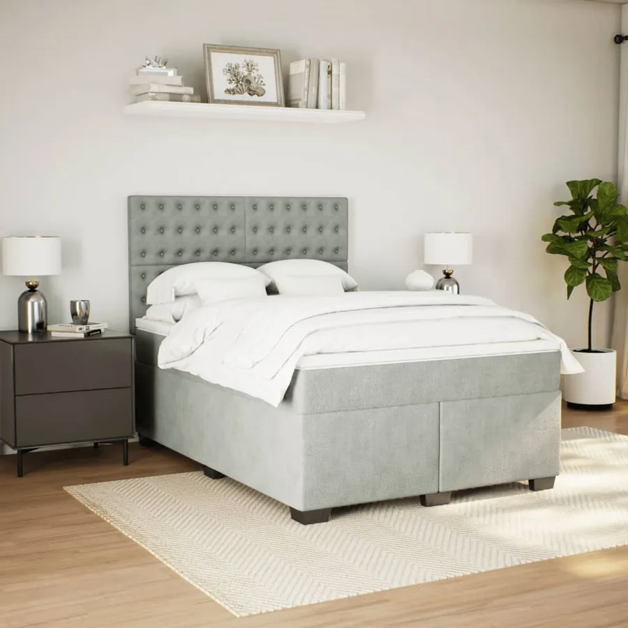 Sommier à lattes de lit et matelas Gris clair 140x200cm Velours - 3