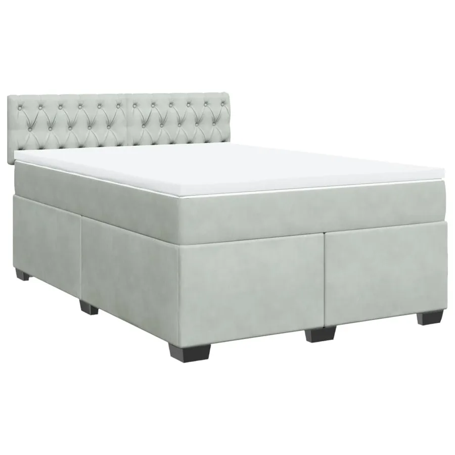 Sommier à lattes de lit et matelas Gris clair 160x200cm Velours - 2