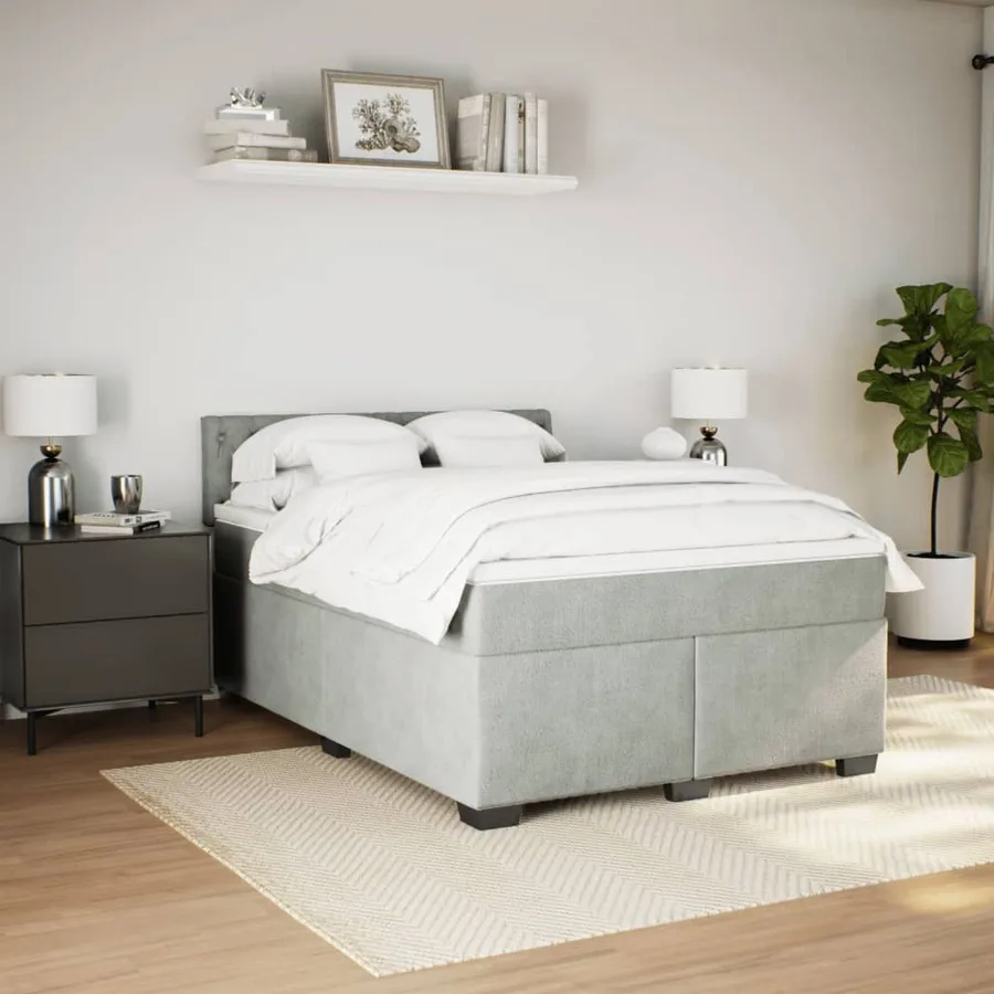 Sommier à lattes de lit et matelas Gris clair 140x200cm Velours - 3