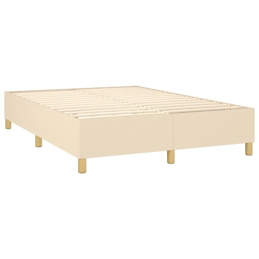 Sommier à lattes de lit matelas et LED Crème 140x190 cm Tissu - 5
