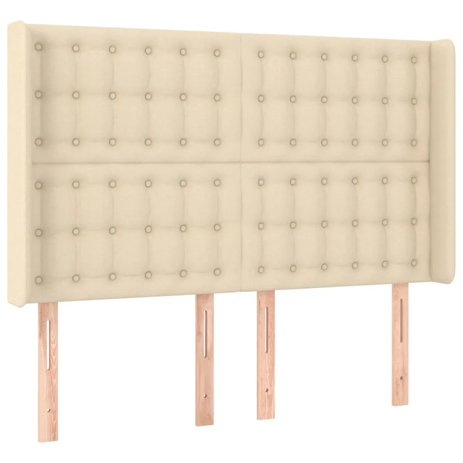 Sommier à lattes de lit matelas et LED Crème 140x190 cm Tissu - 7