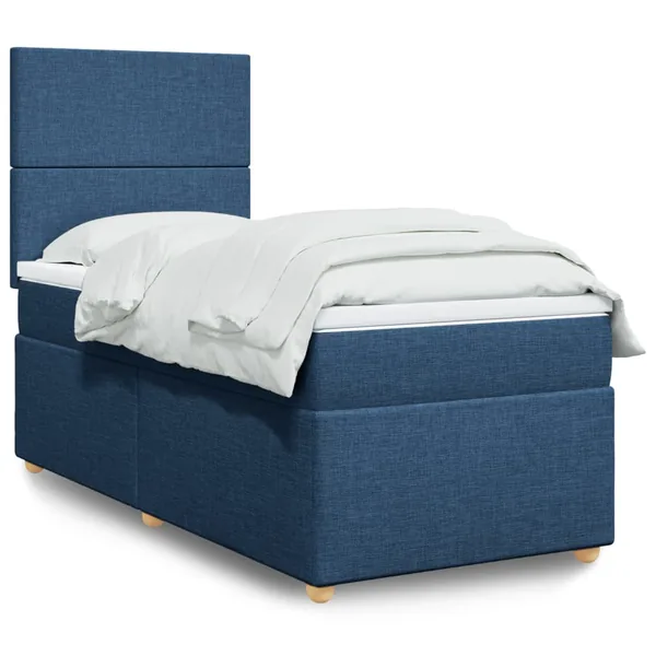 Sommier à lattes de lit avec matelas Bleu 80x200 cm Tissu