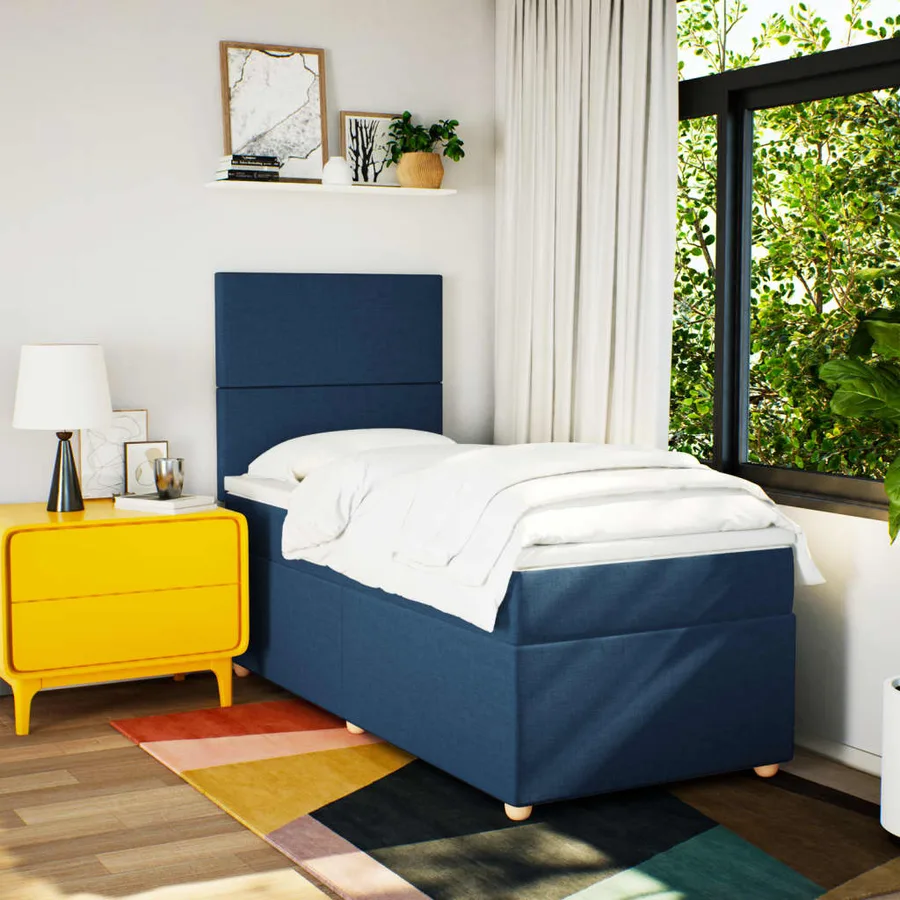 Sommier à lattes de lit avec matelas Bleu 80x200 cm Tissu - 3