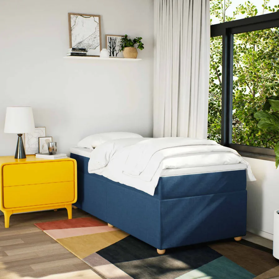 Sommier à lattes de lit avec matelas Bleu 80x200 cm Tissu - 3
