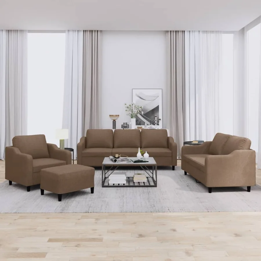 Ensemble de canapés 4 pcs avec coussins Marron Tissu