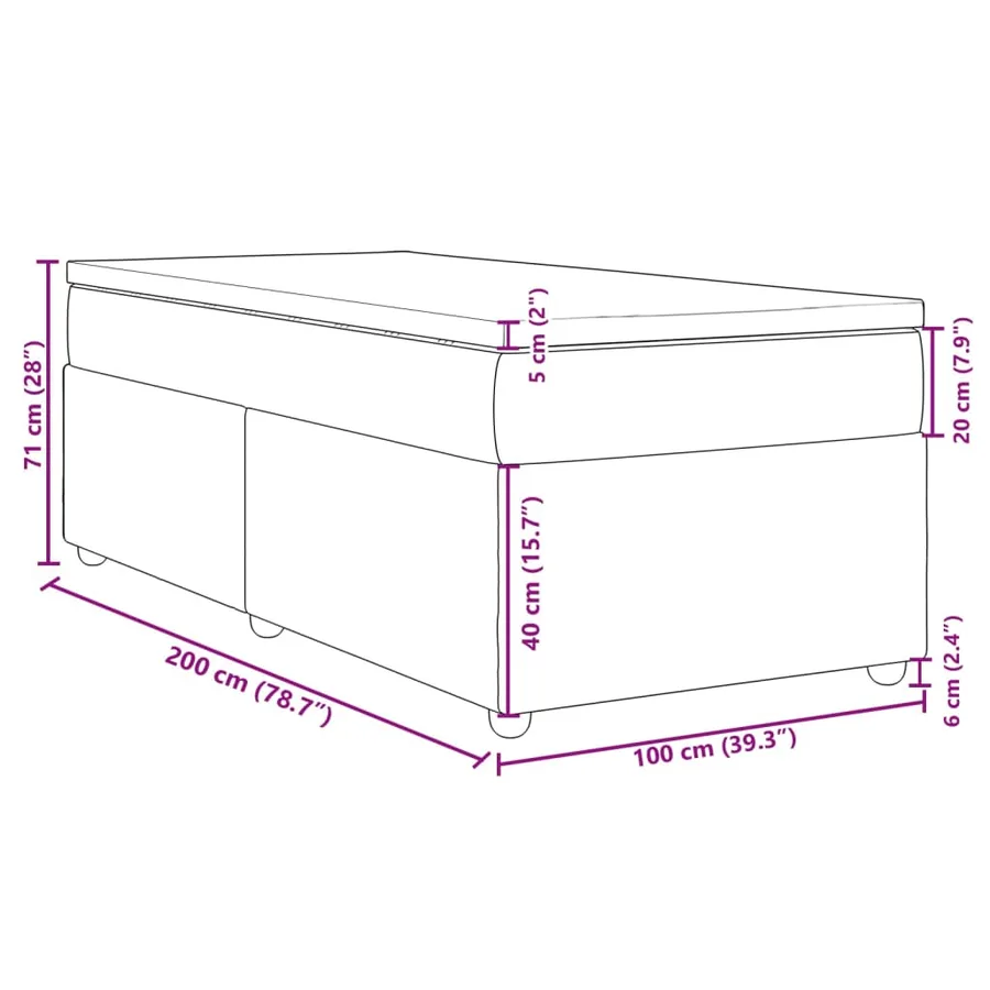 Sommier à lattes de lit avec matelas Taupe 100x200 cm Tissu - 12