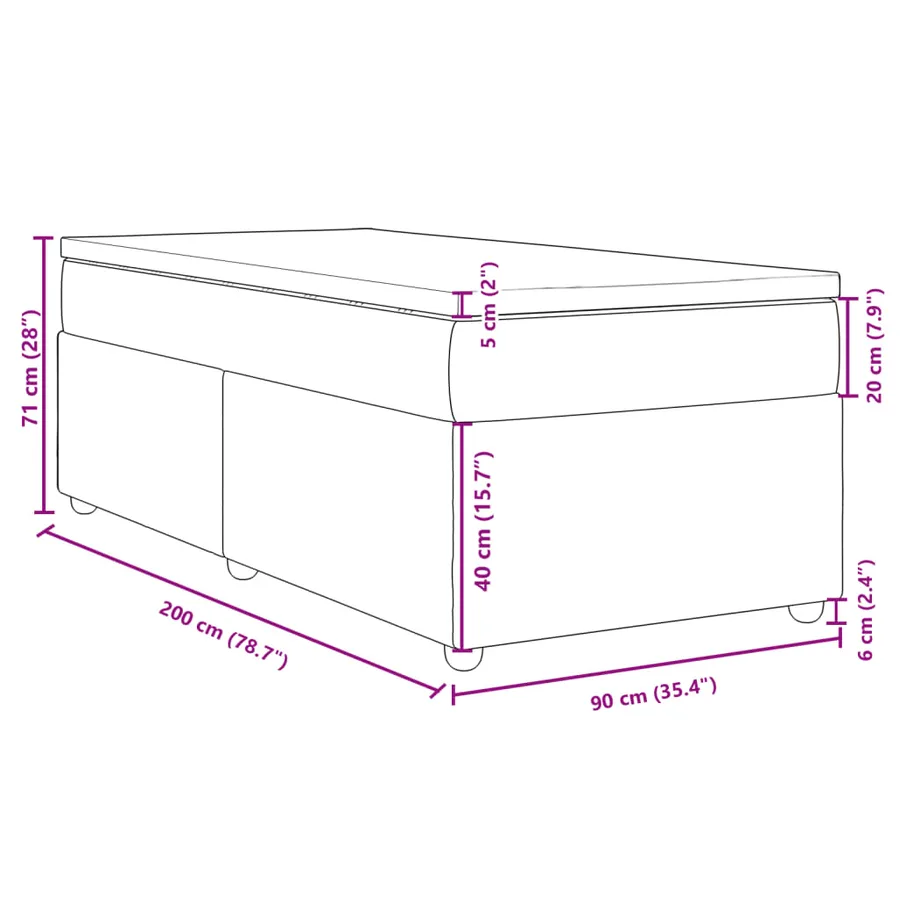 Sommier à lattes de lit avec matelas Taupe 90x200 cm Tissu - 12