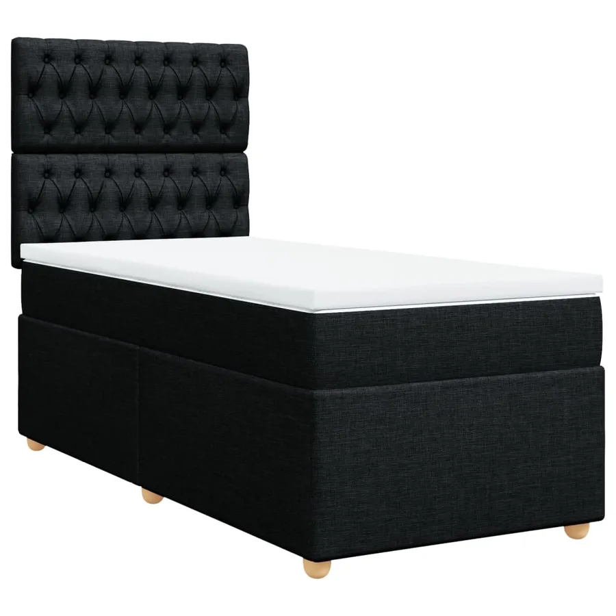 Sommier à lattes de lit avec matelas Noir 100x200 cm Tissu - 2
