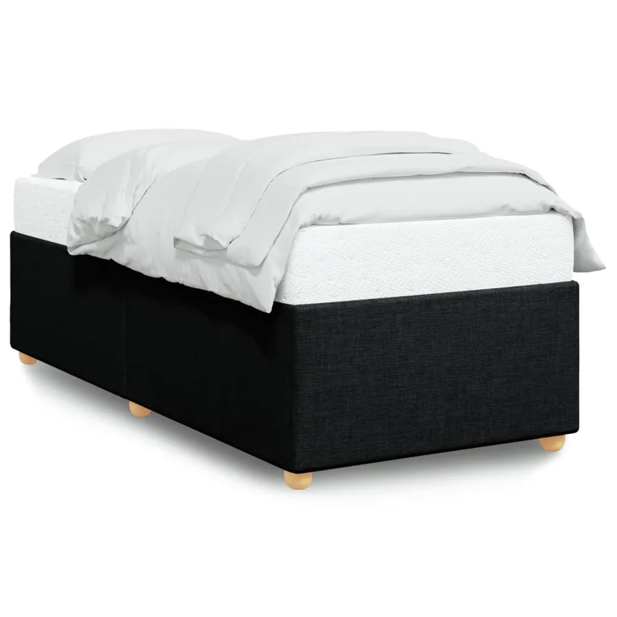 Cadre de lit sans matelas noir 100x200 cm tissu - 2