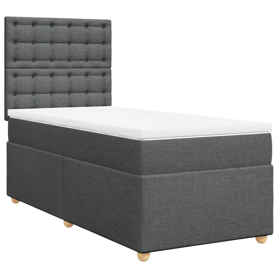 Sommier à lattes de lit avec matelas Gris foncé 90x200 cm Tissu - 2