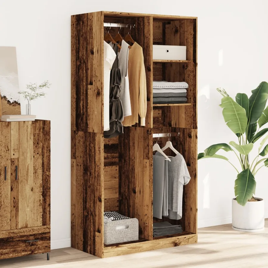 Garde-robe vieux bois 100x50x200 cm bois d'ingénierie - 3